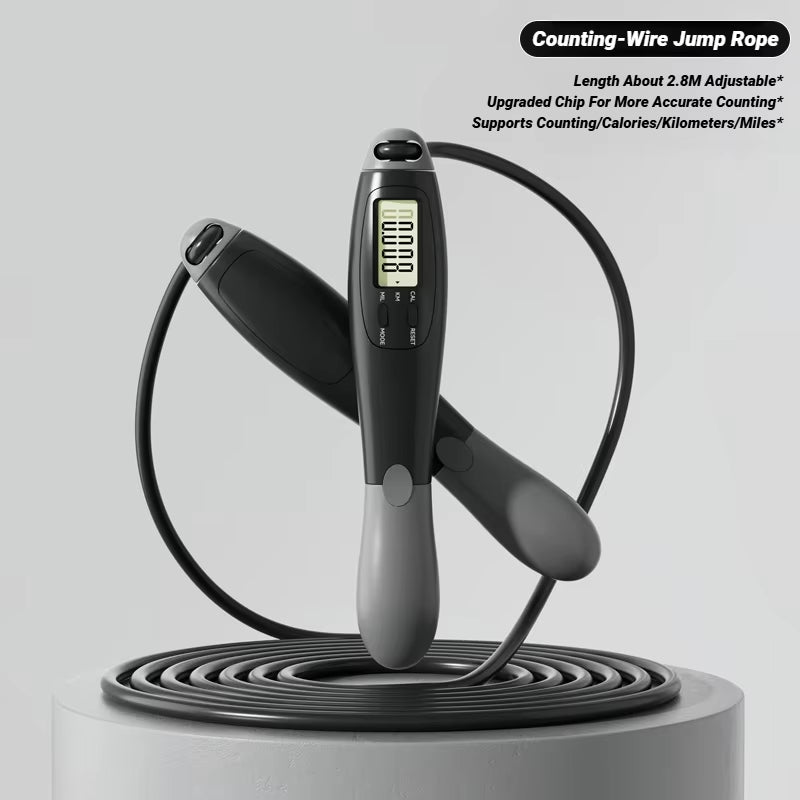 Counting Jump Rope Steel Skipping Exercise Adjustable Fitness Gym Training Home Equipment Sports Adult Student Exam