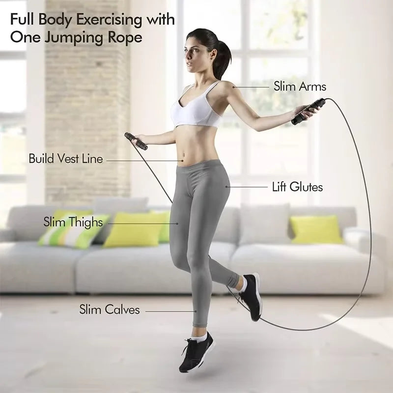 Adjustable Speed Jump Rope – Steel Wire Skipping Rope for Cardio, Fat Burn & Home Workouts