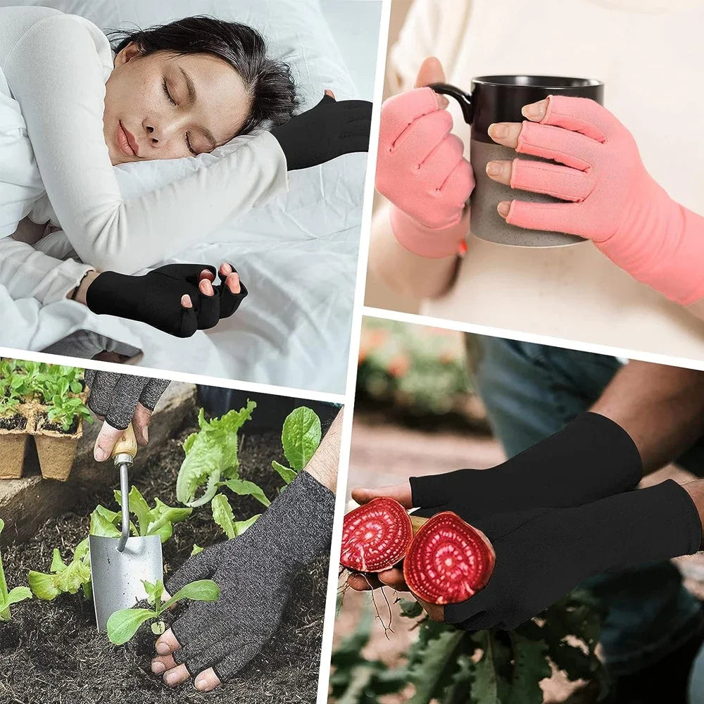 Compression Arthritis Gloves (1 Pair) – Fingerless Support Gloves for Hand Pain, Stiffness & Everyday Comfort
