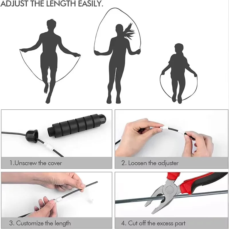 Adjustable Speed Jump Rope – Steel Wire Skipping Rope for Cardio, Fat Burn & Home Workouts