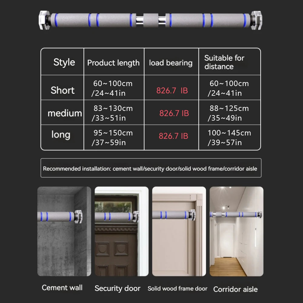 Adjustable Doorway Pull-Up Bar – Heavy-Duty Telescopic Chin-Up Bar with Non-Slip Grip for Home Gym Strength Training