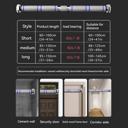 Adjustable Doorway Pull-Up Bar – Heavy-Duty Telescopic Chin-Up Bar with Non-Slip Grip for Home Gym Strength Training