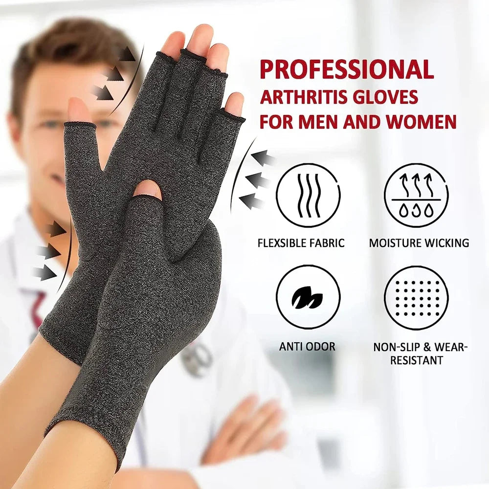 Compression Arthritis Gloves (1 Pair) – Fingerless Support Gloves for Hand Pain, Stiffness & Everyday Comfort