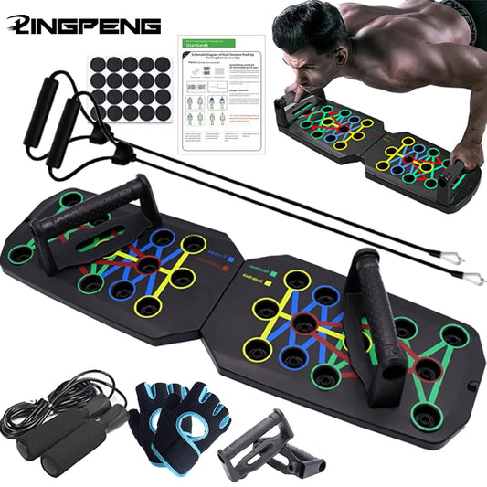 Foldable Push-Up Board System – Color-Coded Full Body Training Kit for Chest, Arms, Back & Core | Home Gym Strength Trainer