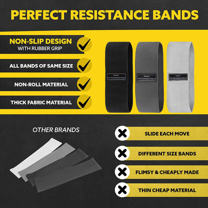 Fabric Resistance Bands Set – Non-Slip Hip & Glute Bands for Booty, Legs & Home Workouts